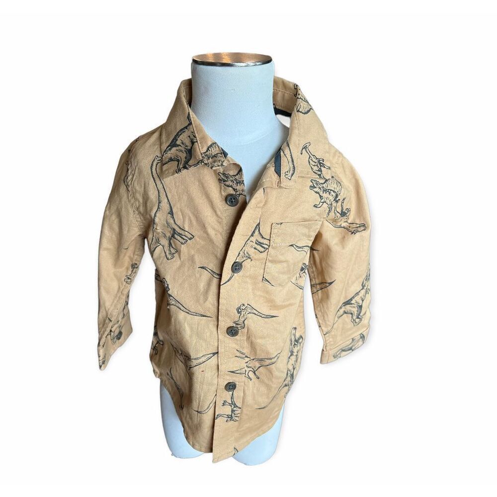 NWT Baby Boys Cat & Jack Dinosaur Button Down Utility Shirt - Sz 12 mo